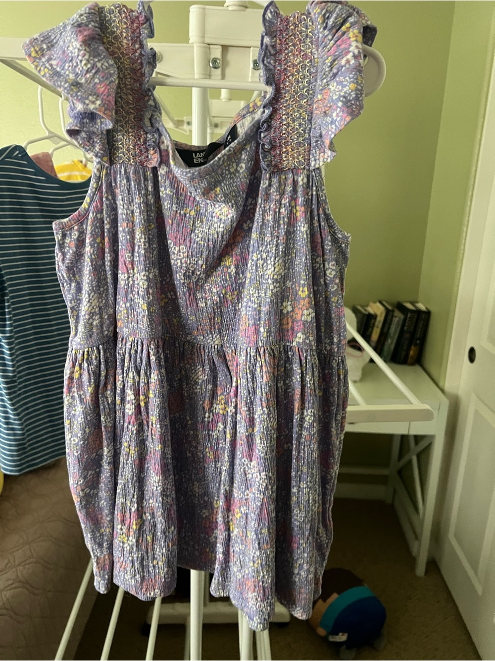 Lands End Girls Ruffled Shoulder Gauzy Tank Tops